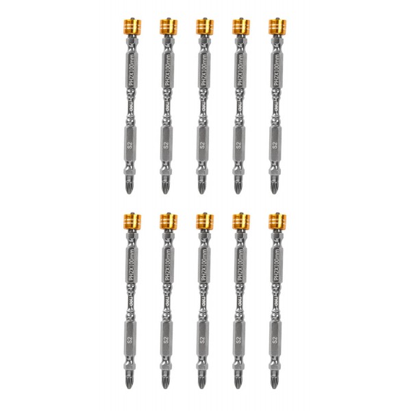 DELI σετ μύτες κατσαβιδιού DL255100 για δραπανοκατσάβιδο, διπλή κεφαλή, PH2x100mm, με μαγνητικό ring, 10τμχ Κατσαβίδια