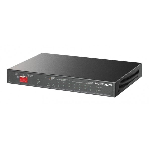 MERCUSYS Desktop Switch MS110GMP, 8x 10/100/1000Mbps PoE+, 2x Gigabit, Ver. 1.0 Switches