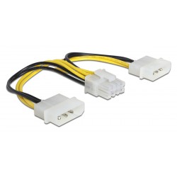 DELOCK καλώδιο 2x 4pin molex σε 8pin EPS 83410, 0.15m Εσωτερικά PC