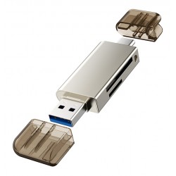 CABLETIME card reader CT-ACMCD2-ZG για SD & micro SD, USB/USB-C σύνδεση, 5Gbps, γκρι USB Hubs - Card Readers
