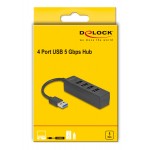 DELOCK USB hub 64350, 4x θυρών, USB 3.0, 5Gbps, USB σύνδεση, μαύρος USB Hubs - Card Readers