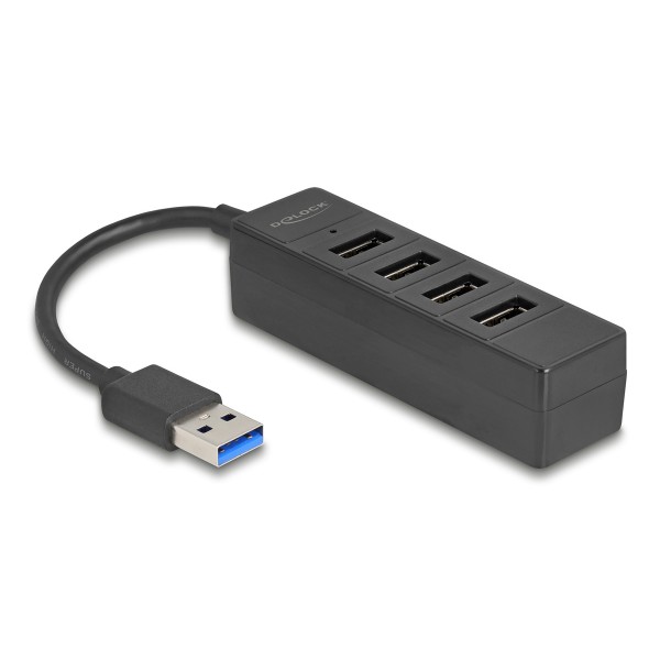 DELOCK USB hub 64350, 4x θυρών, USB 3.0, 5Gbps, USB σύνδεση, μαύρος USB Hubs - Card Readers