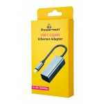 POWERTECH αντάπτορας δικτύου PT-1455, USB-C, 1000Mbps Ethernet, γκρι Κάρτες Δικτύου - USB Dongles