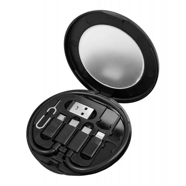 POWERTECH all in one κιτ φόρτισης με καλώδιο & αντάπτορες CAB-U161, 60W, 30cm, μαύρο USB-C (Type-C)