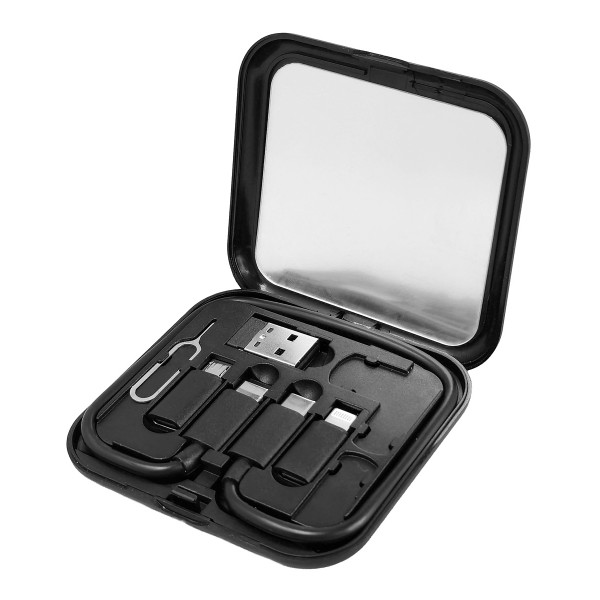 POWERTECH all in one κιτ φόρτισης με καλώδιο & αντάπτορες CAB-U162, 60W, 30cm, μαύρο USB-C (Type-C)