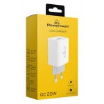 POWERTECH Φορτιστής τοίχου PT-780, 1x USB, 20W, 4A, QC 3.0, λευκός Φορτιστές Κινητών