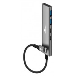 GOOBAY USB hub 76563, 4x θυρών, USB 3.2, 5Gbps, USB-C σύνδεση, γκρι USB Hubs - Card Readers