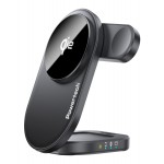 POWERTECH ασύρματος φορτιστής PT-1491, 3 σε 1, Qi2, 15W, μαύρος Φορτιστές Κινητών