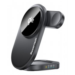 POWERTECH ασύρματος φορτιστής PT-1491, 3 σε 1, Qi2, 15W, μαύρος Φορτιστές Κινητών