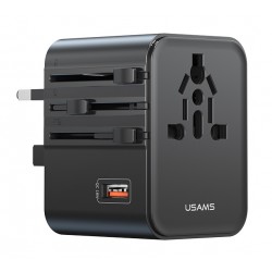 USAMS φορτιστής/αντάπτορας πρίζας CC309, USB & 2x USB-C, universal, 25W, μαύρος Φορτιστές Κινητών