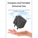 USAMS φορτιστής/αντάπτορας πρίζας CC309, USB & 2x USB-C, universal, 25W, μαύρος Φορτιστές Κινητών