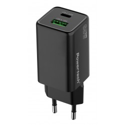 POWERTECH φορτιστής τοίχου PT-1501, USB/USB-C, 65W, GaN, μαύρος Φορτιστές Κινητών