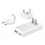 POWERTECH φορτιστής τοίχου PT-1532, EU/UK/CN βύσμα, USB/USB-C, 65W, GaN, λευκός Φορτιστές Κινητών