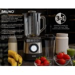 BRUNO μπλέντερ 3 σε 1 προηγμένων λειτουργιών BRN-0254, 1500W, 1.8L γυάλινη κανάτα, 6 λεπίδες, inox-μαύρο Συσκευές Κοπής, Μίξης, Ανάδευσης