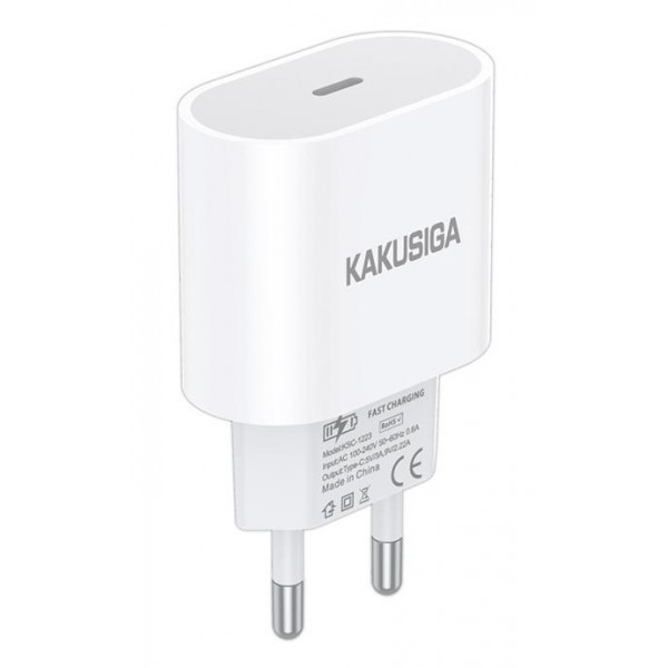 KAKUSIGA φορτιστής τοίχου KSC-1223, USB-C, 20W, λευκός Φορτιστές Κινητών