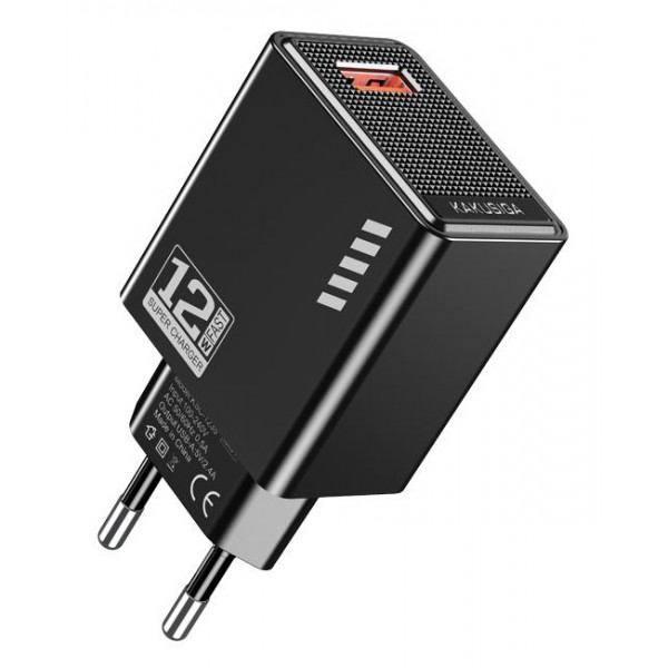 KAKUSIGA φορτιστής τοίχου KSC-1235, USB, 12W, μαύρος Φορτιστές Κινητών
