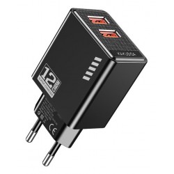 KAKUSIGA φορτιστής τοίχου KSC-1237, 2x USB, 12W, μαύρος Φορτιστές Κινητών