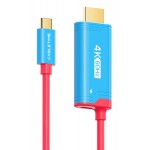 CABLETIME καλώδιο USB-C σε HDMI CT-CMHD4P, 4K/60Hz, PD100W, 2m, κόκκινο USB-C (Type-C)