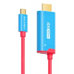 CABLETIME καλώδιο USB-C σε HDMI CT-CMHD4P, 4K/60Hz, PD100W, 2m, κόκκινο USB-C (Type-C)