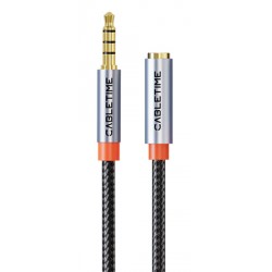 CABLETIME καλώδιο προέκτασης ήχου 3.5mm CT-AE35M, gold plated, 3m, μαύρο Ήχος