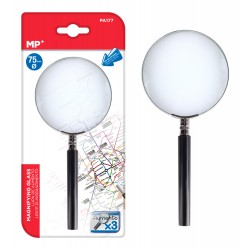 MP μεγεθυντικός φακός PA177, x3, 75mm, μεταλλικός με γυάλινο φακό, μαύρος/ασημί Γραφική Ύλη