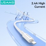 USAMS καλώδιο Lightning σε USB SJ762, 2.4A 12W, 480Mbps, 1m, λευκό USB-C (Type-C)