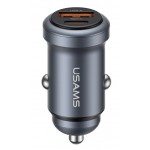 USAMS φορτιστής αυτοκινήτου CC322, USB & USB-C, 30W, γκρι Φορτιστές Κινητών
