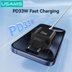 USAMS φορτιστής τοίχου CC317, USB & USB-C, 33W, GaN, μαύρος Φορτιστές Κινητών