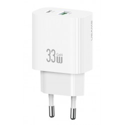 USAMS φορτιστής τοίχου CC317, USB & USB-C, 33W, GaN, λευκός Φορτιστές Κινητών