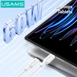 USAMS καλώδιο USB-C SJ763, 60W, 480Mbps, 1m, λευκό USB-C (Type-C)