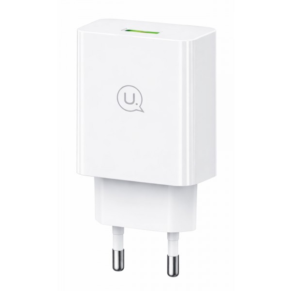 USAMS φορτιστής τοίχου T22, 1x USB, QC3.0 18W 3A, λευκός Φορτιστές Κινητών