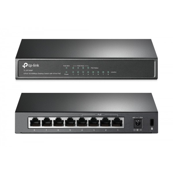 TP-LINK Desktop Switch TL-SF1008P 8 Θυρών, με 4-port POE, Ver. 6.0 Switches