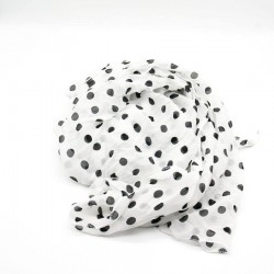 Φουλάρι λευκό με μαύρα πουά - 010022944 Εσάρπες - Πασμίνες