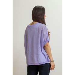 Γυναικεία Ιταλική πλεκτή διχτυωτή μπλούζα με λευκό τοπ - 203986 Μπλούζες