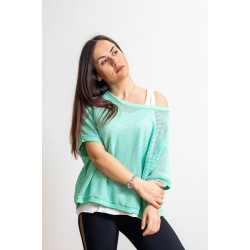 Γυναικεία Ιταλική πλεκτή διχτυωτή μπλούζα με λευκό τοπ - 203987 Μπλούζες