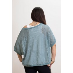 Γυναικεία Ιταλική πλεκτή διχτυωτή μπλούζα με λευκό τοπ - 203985 Μπλούζες