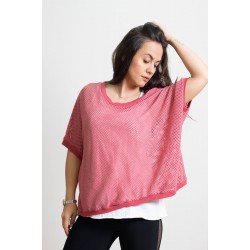 Γυναικεία Ιταλική πλεκτή διχτυωτή μπλούζα με λευκό τοπ - 203981 Μπλούζες