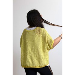 Γυναικεία Ιταλική πλεκτή διχτυωτή μπλούζα με λευκό τοπ - 20398 Μπλούζες