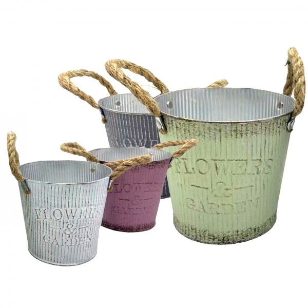 Γλαστράκι-Κασπώ Μεταλλικό Flower & Garden ø18x17cm Homie 423084 Είδη Κήπου