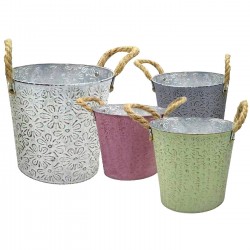 Γλαστράκι-Κασπώ Μεταλλικό Σχέδιο Μαργαρίτες ø18x17cm Homie 423088 Είδη Κήπου