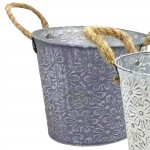 Γλαστράκι-Κασπώ Μεταλλικό Σχέδιο Μαργαρίτες ø18x17cm Homie 423088 Είδη Κήπου