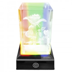 Κρύσταλλος Τριαντάφυλλο Love σε Βάση RGB 10,5x6,5x6,5cm Homie 423115 Δωράκια