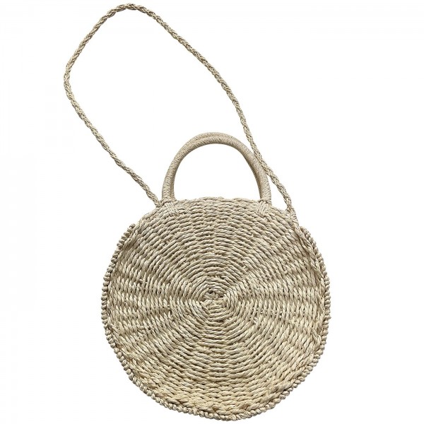 ΤΣΑΝΤΑ ΣΤΡΟΓΓΥΛΗ ΨΑΘΟΧΑΡΤΟ ΛΕΥΚΗ Φ28cm SUMMERtiempo 622560 Τσάντες Θαλάσσης