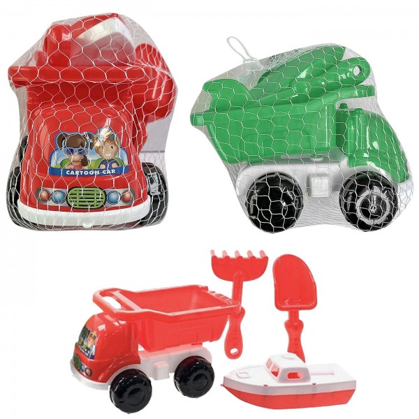 ΦΟΡΤΗΓΟ ΠΑΡΑΛΙΑΣ ΣΕΤ=4 ΤΕΜ 28x18cm SUMMERtiempo 622901 Φορτηγάκια - Καραβάκια