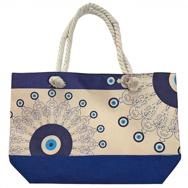 Τσάντα Παραλίας Γιούτα Greece 54x37x15cm SummerTiempo 623366 Τσάντες Θαλάσσης