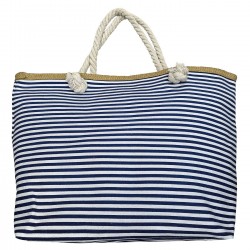 Τσάντα Παραλίας Μπλε Ριγέ 57x37x17cm SummerTiempo 623368 Τσάντες Θαλάσσης