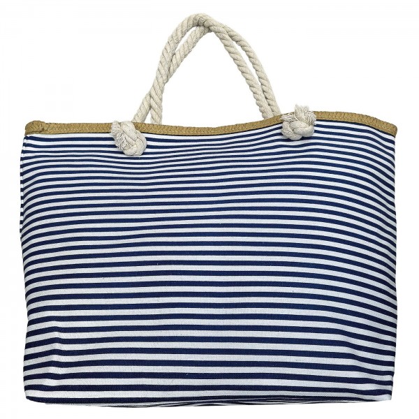 Τσάντα Παραλίας Μπλε Ριγέ 57x37x17cm SummerTiempo 623368 Τσάντες Θαλάσσης