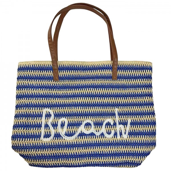 Τσάντα Παραλίας Ψαθόχαρτο Beach 51x39x15cm SummerTiempo 623371 Τσάντες Θαλάσσης