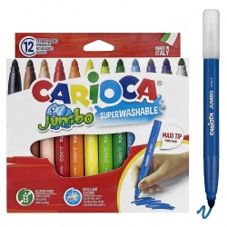 ΜΑΡΚΑΔΟΡΟΙ CARIOCA JUMBO 6mm ΣΕΤ=12 ΧΡΩΜΑΤΑ  Carioca 40569 Μαρκαδόροι