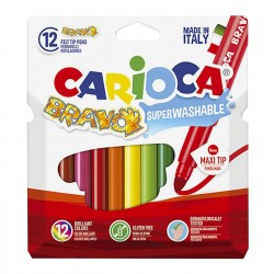ΜΑΡΚΑΔΟΡΟΙ CARIOCA BRAVO ΣΕΤ=12 ΧΡΩΜ. ΜΥΤΗ Φ6mm Carioca 42755 Μαρκαδόροι